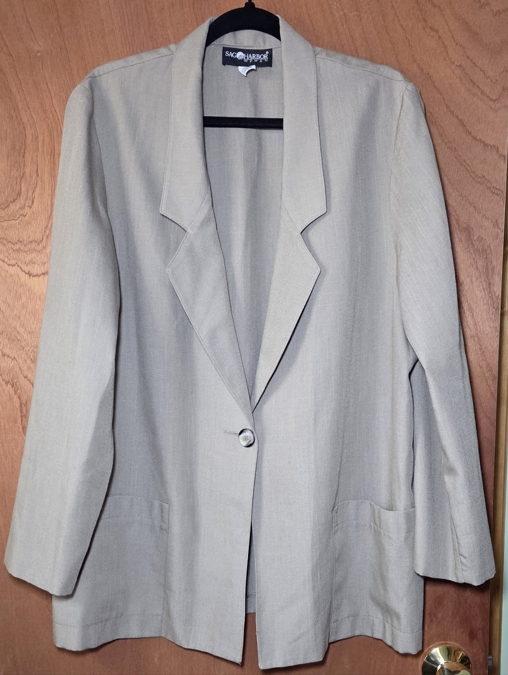 Sag Harbor Cream Women's Single-Button Blazer 16W